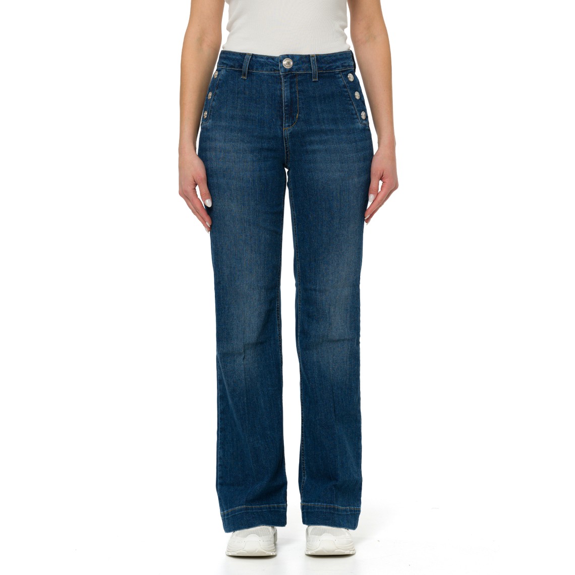 Jeans flare a vita alta con bottoni Liu Jo