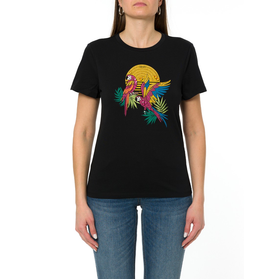 T-shirt con stampa e applicazioni Liu Jo