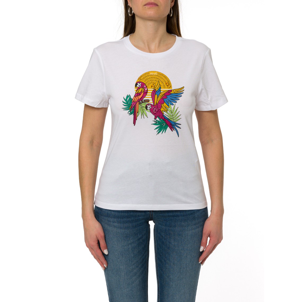 T-shirt con stampa e applicazioni Liu Jo