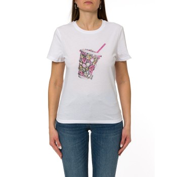 T-shirt con stampa e applicazioni Liu Jo