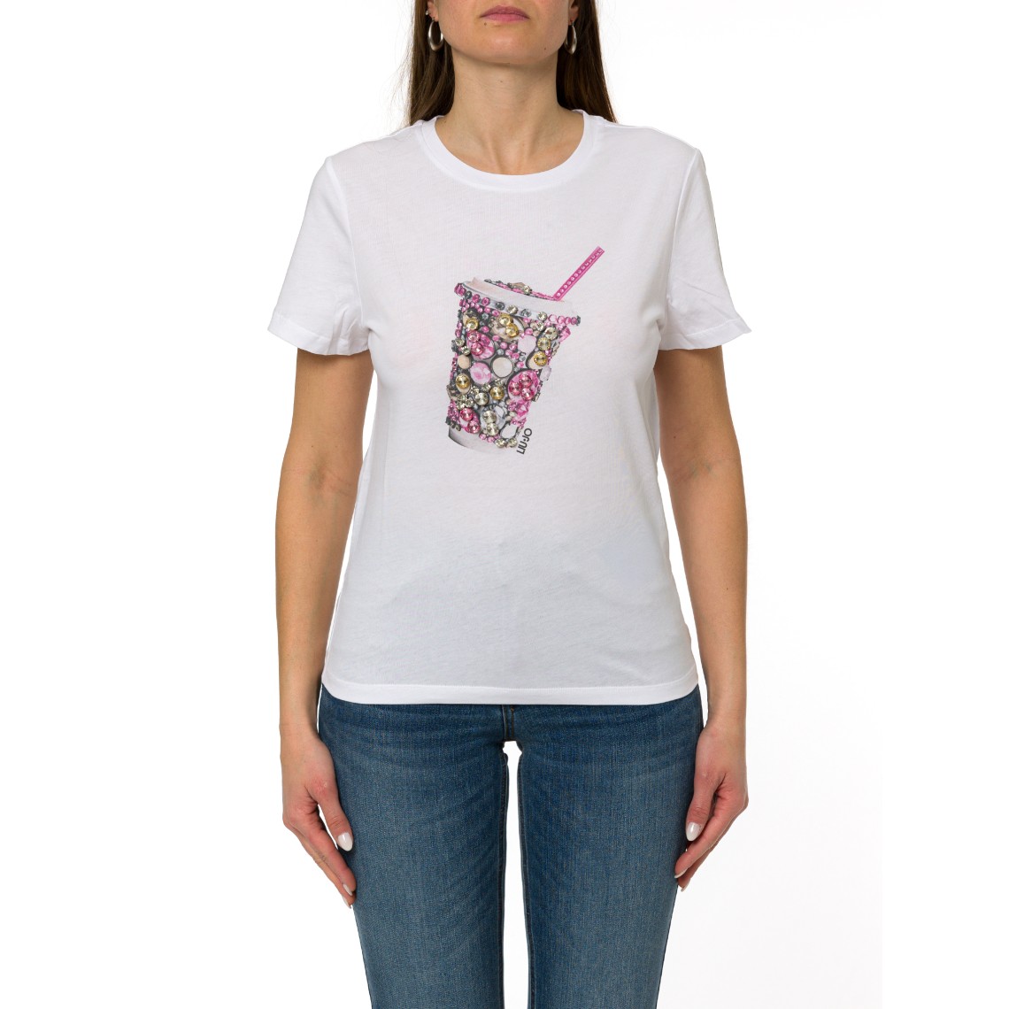 T-shirt con stampa e applicazioni Liu Jo