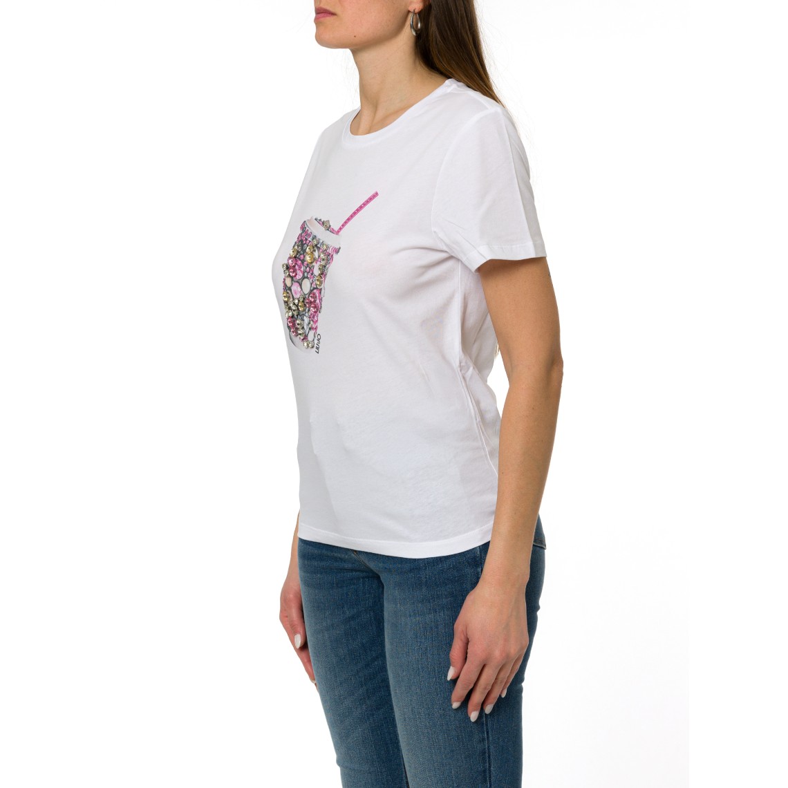 T-shirt con stampa e applicazioni Liu Jo