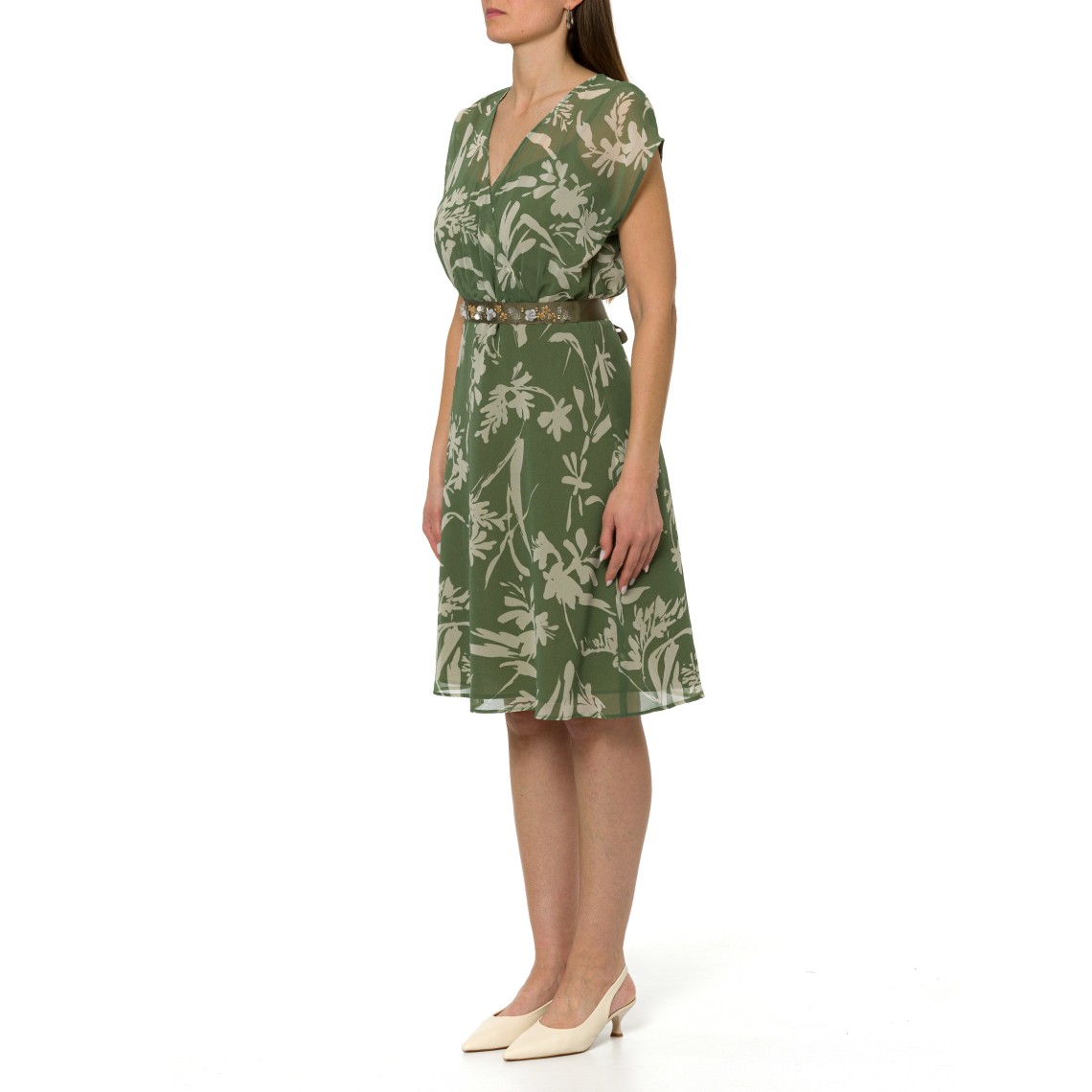 Abito in georgette floreale con cintura Pennyblack