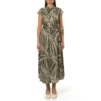 Abito chemisier midi in popeline con cintura Pennyblack