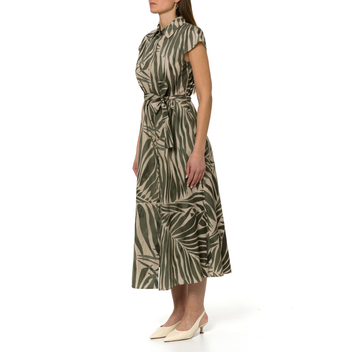 Abito chemisier midi in popeline con cintura Pennyblack