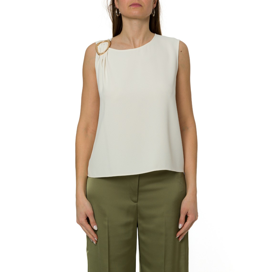 Top in tessuto sablé con fibbia Pennyblack