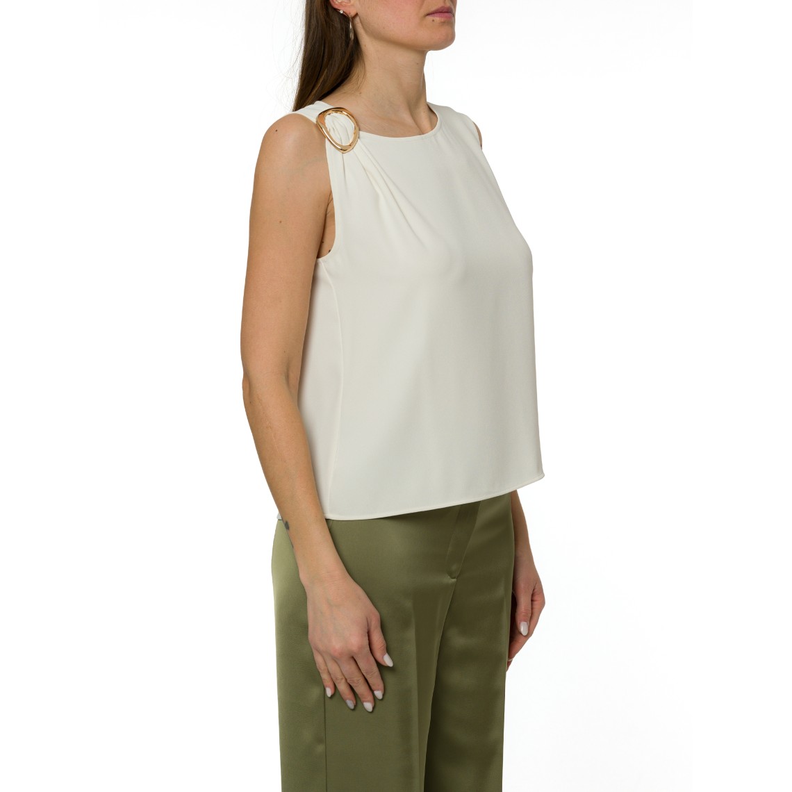 Top in tessuto sablé con fibbia Pennyblack