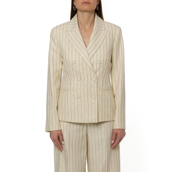 Blazer gessato doppiopetto con paillettes Pennyblack