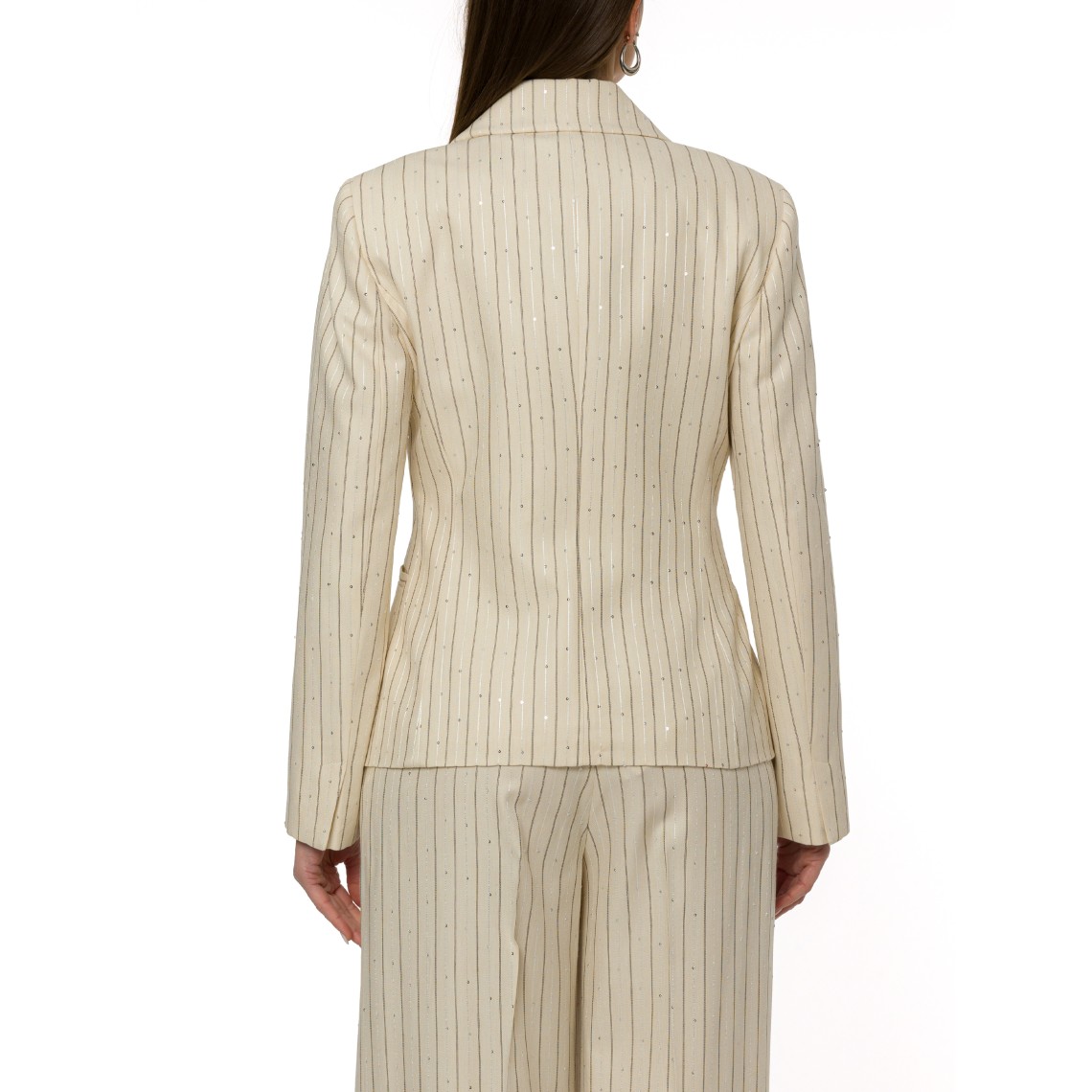 Blazer gessato doppiopetto con paillettes Pennyblack