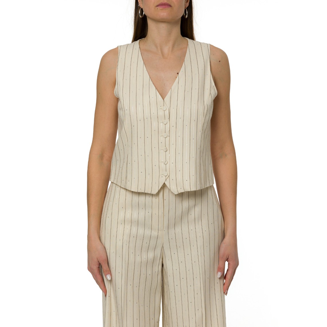 Gilet gessato con paillettes Pennyblack