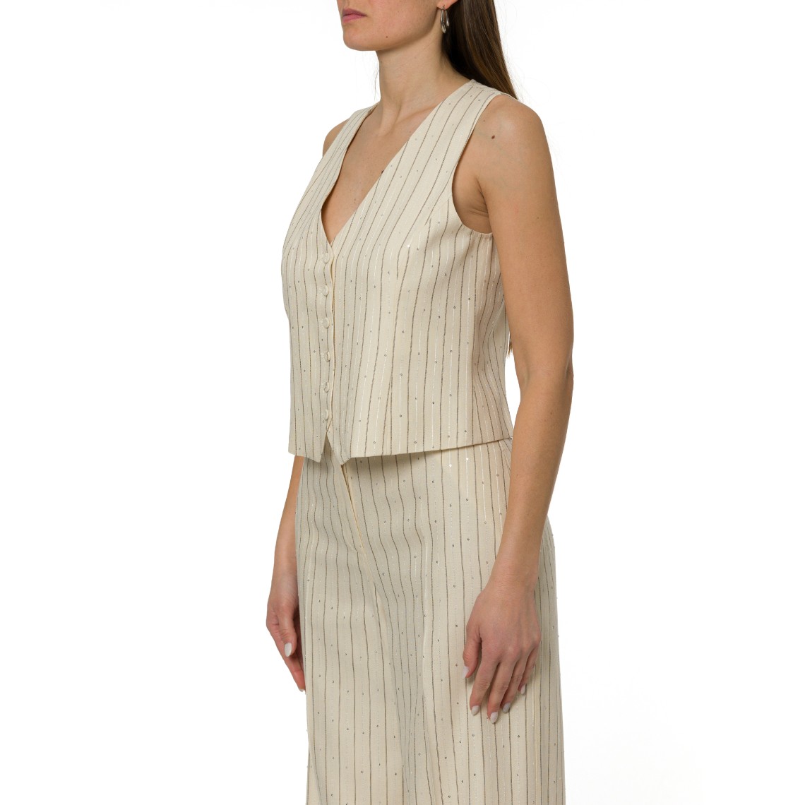 Gilet gessato con paillettes Pennyblack