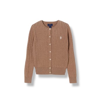 Cardigan in cotone con logo Pony Polo Ralph Lauren bambina