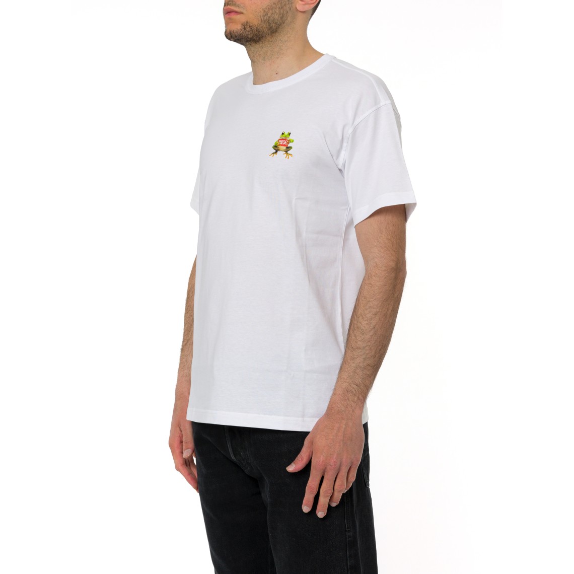 T-shirt con stampa di rana e logo Diesel