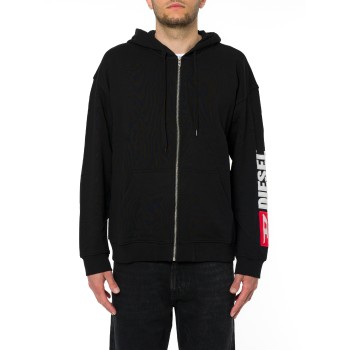 Felpa con zip e cappuccio e ricamo logo Diesel