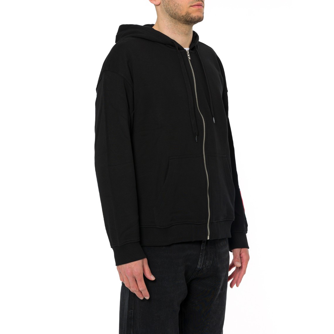 Felpa con zip e cappuccio e ricamo logo Diesel