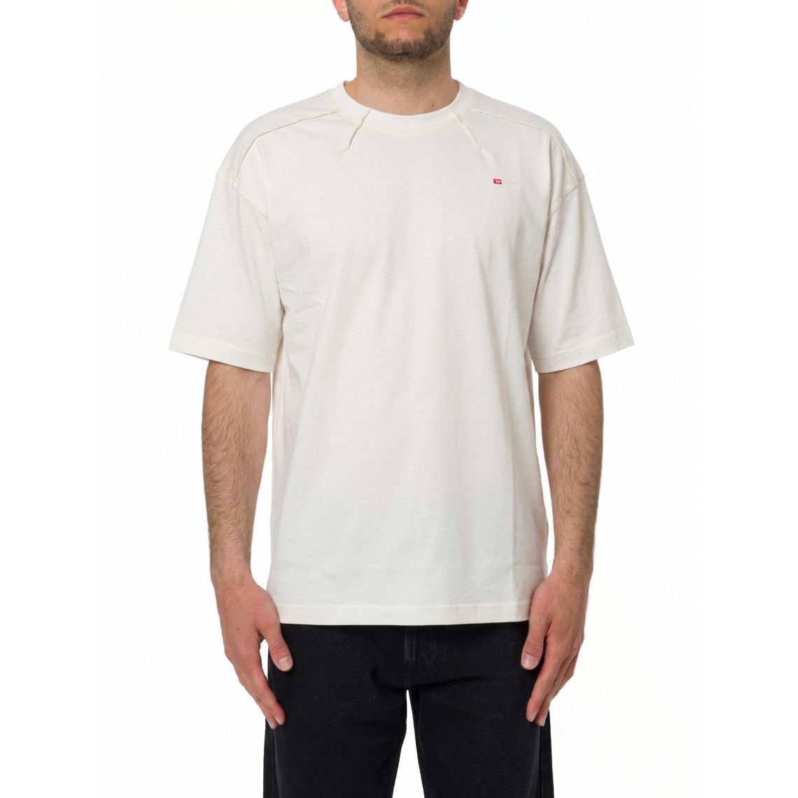 T-shirt in cotone con micro ricamo Diesel
