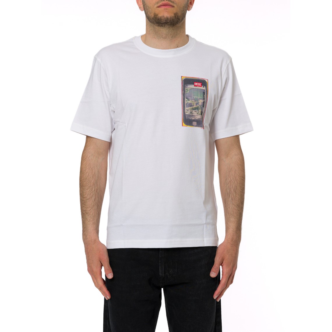 T-shirt in cotone con stampa digitale Diesel