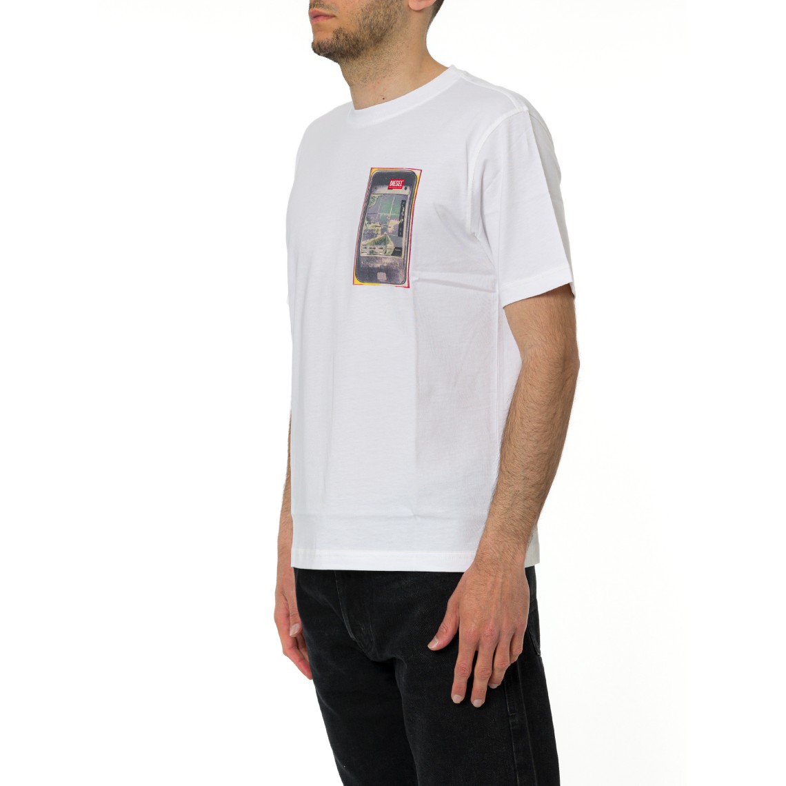 T-shirt in cotone con stampa digitale Diesel