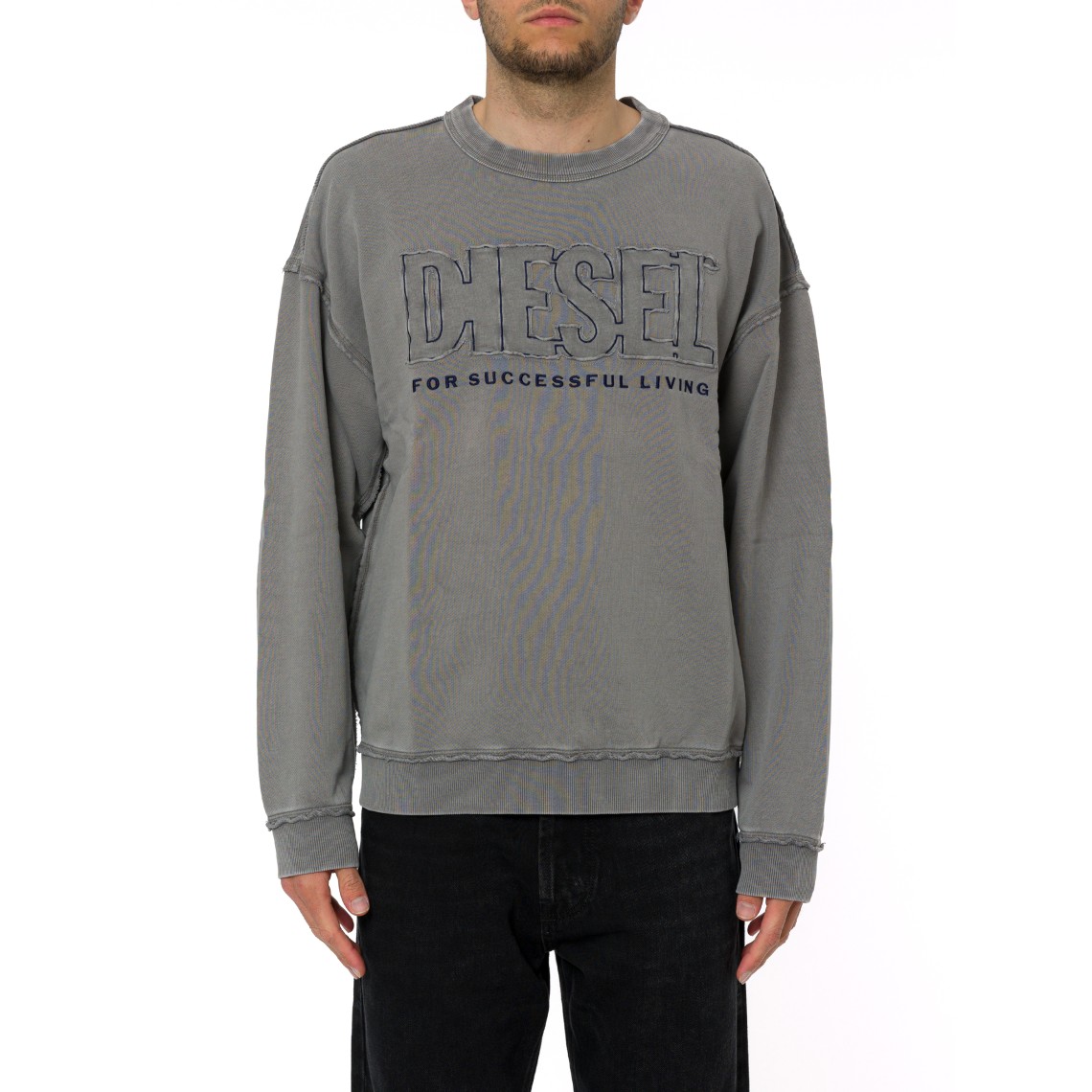 Felpa in cotone con logo applicato Diesel