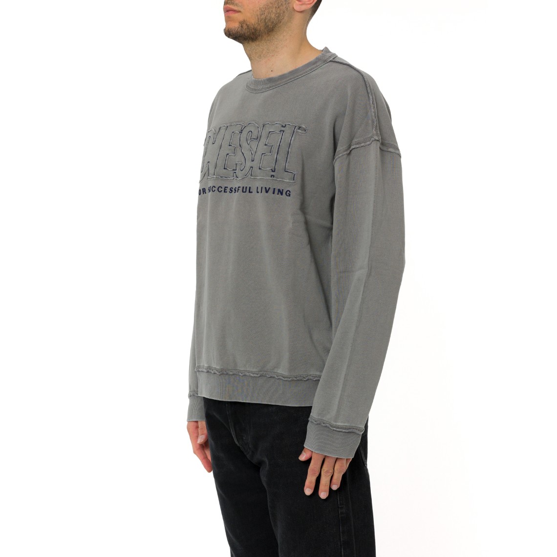 Felpa in cotone con logo applicato Diesel