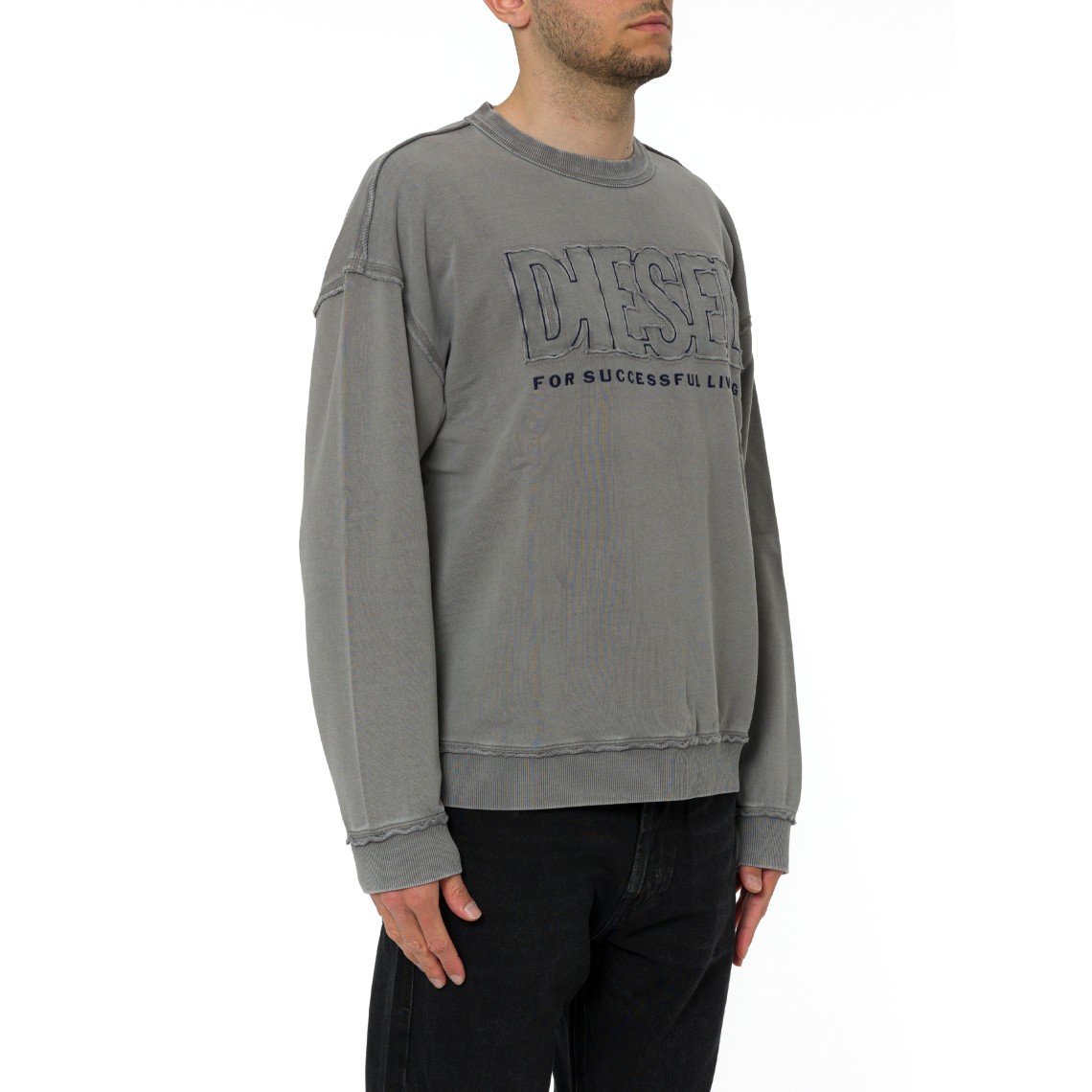 Felpa in cotone con logo applicato Diesel