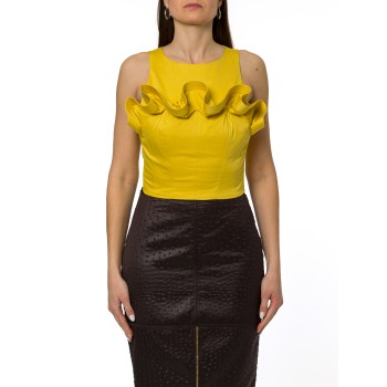 Top in cotone stretch con balza Elisabetta Franchi