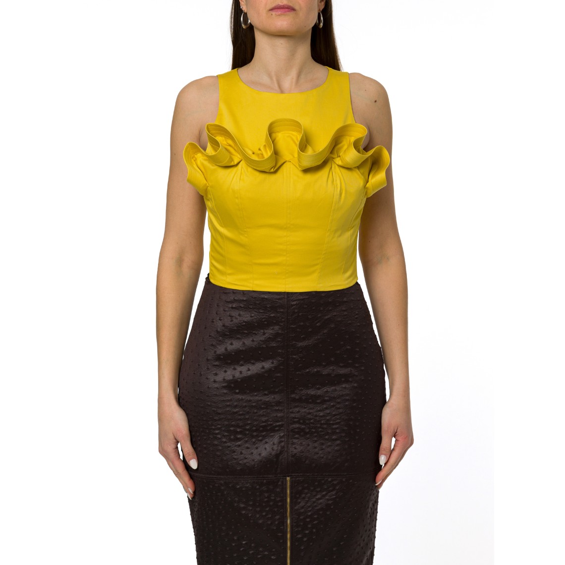 Top in cotone stretch con balza Elisabetta Franchi