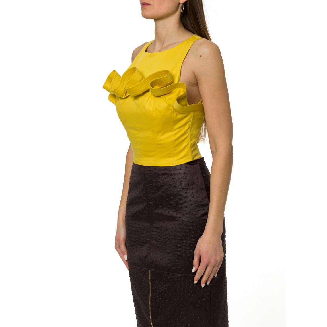 Top in cotone stretch con balza Elisabetta Franchi