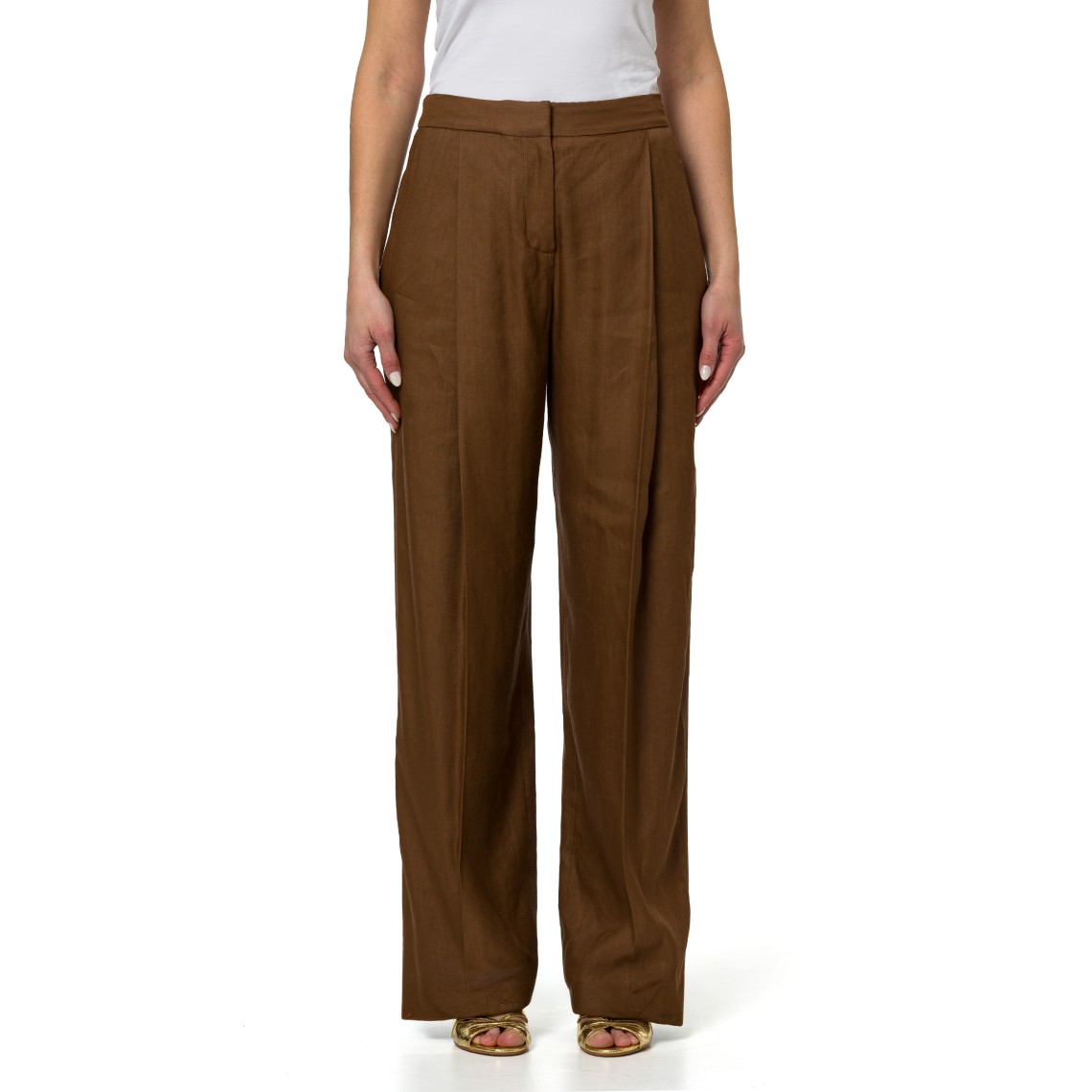 Pantaloni in misto lino Elisabetta Franchi