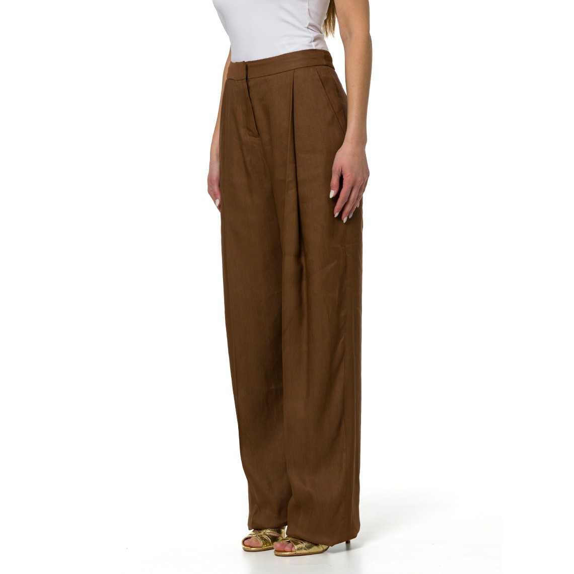 Pantaloni in misto lino Elisabetta Franchi