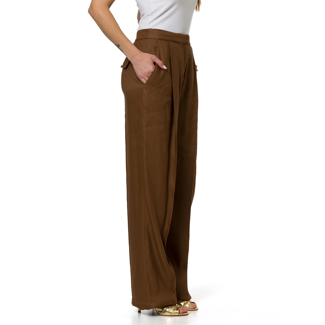 Pantaloni in misto lino Elisabetta Franchi