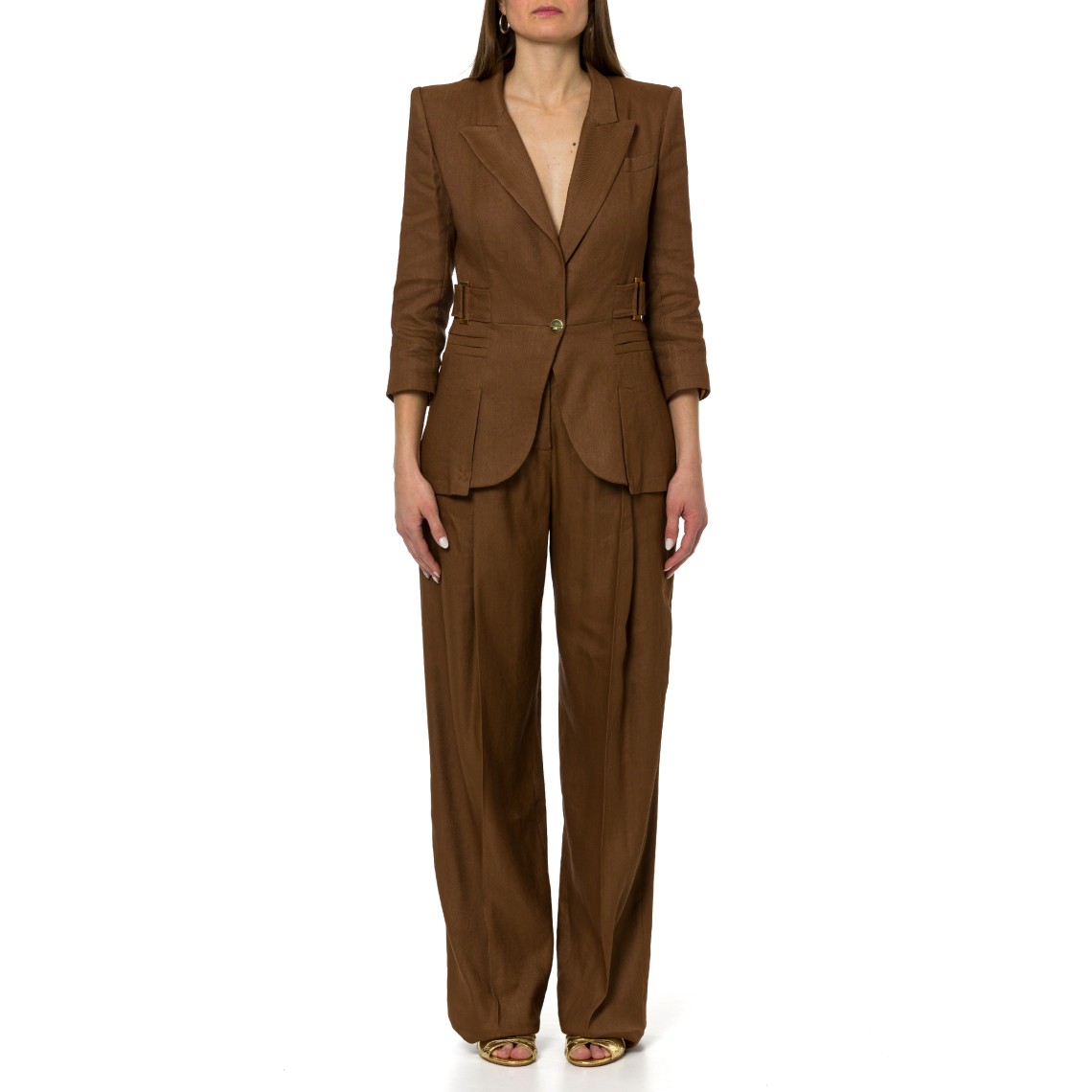 Pantaloni in misto lino Elisabetta Franchi