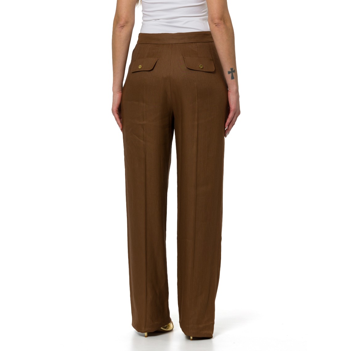 Pantaloni in misto lino Elisabetta Franchi