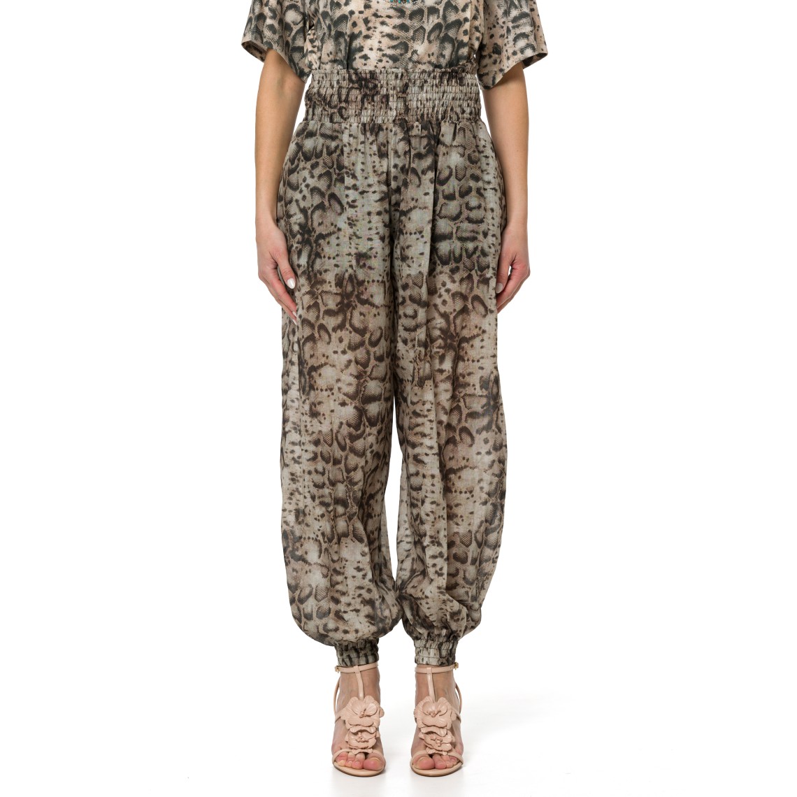 Pantaloni ampi con stampa snake Bore Pinko