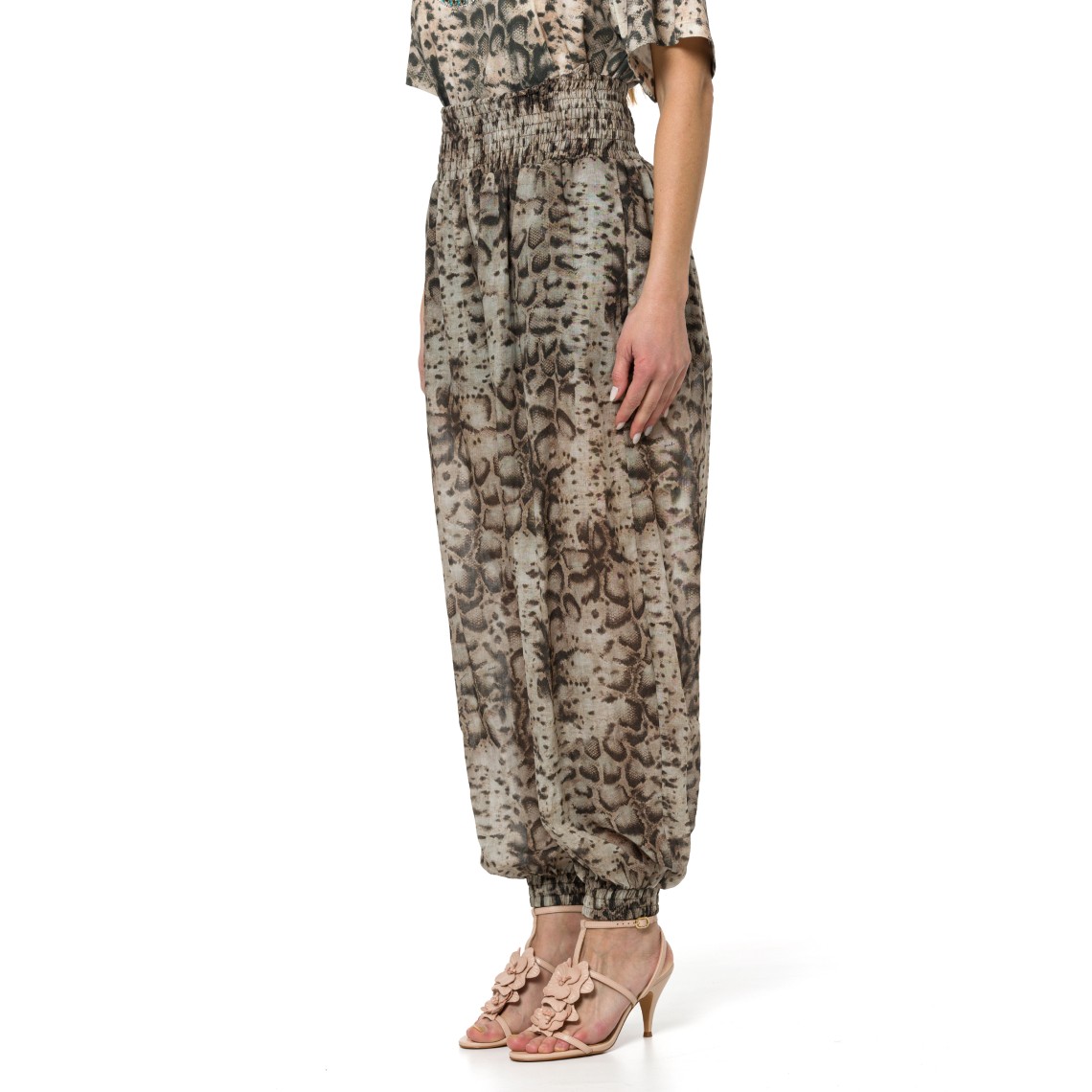 Pantaloni ampi con stampa snake Bore Pinko