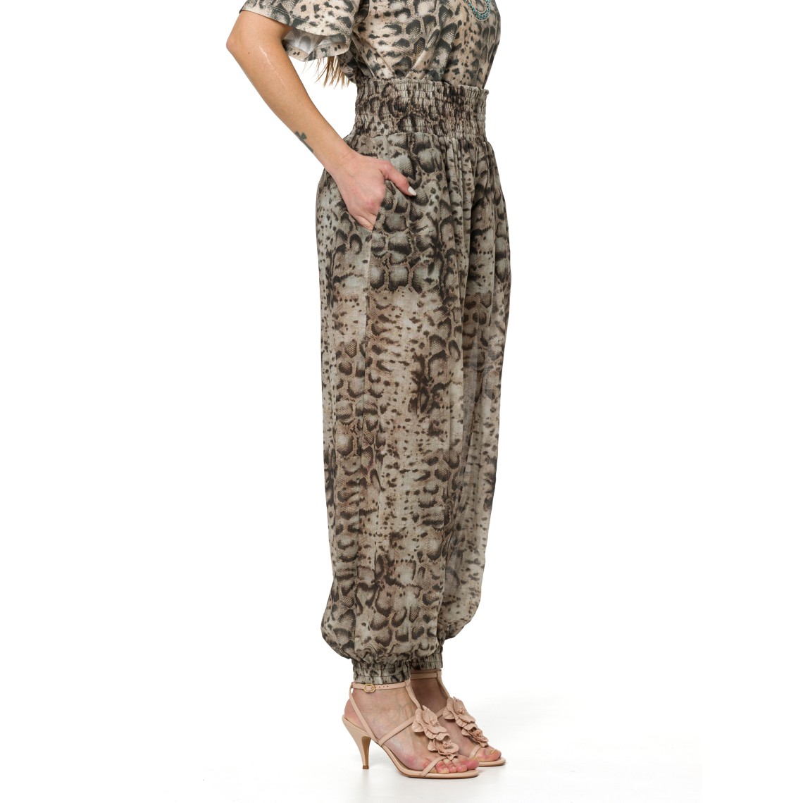 Pantaloni ampi con stampa snake Bore Pinko