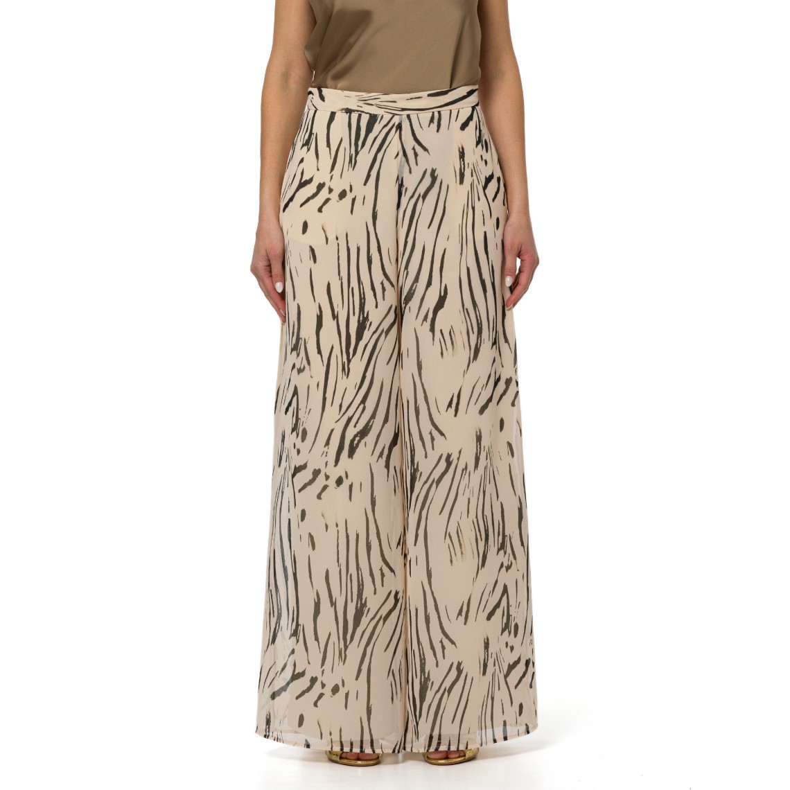 Pantaloni in georgette zebrata Pennyblack