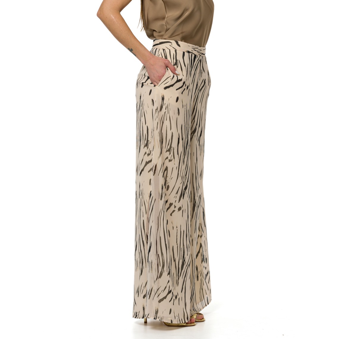 Pantaloni in georgette zebrata Pennyblack