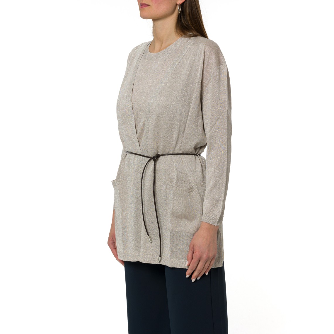 Cardigan lungo con cintura Gran Sasso