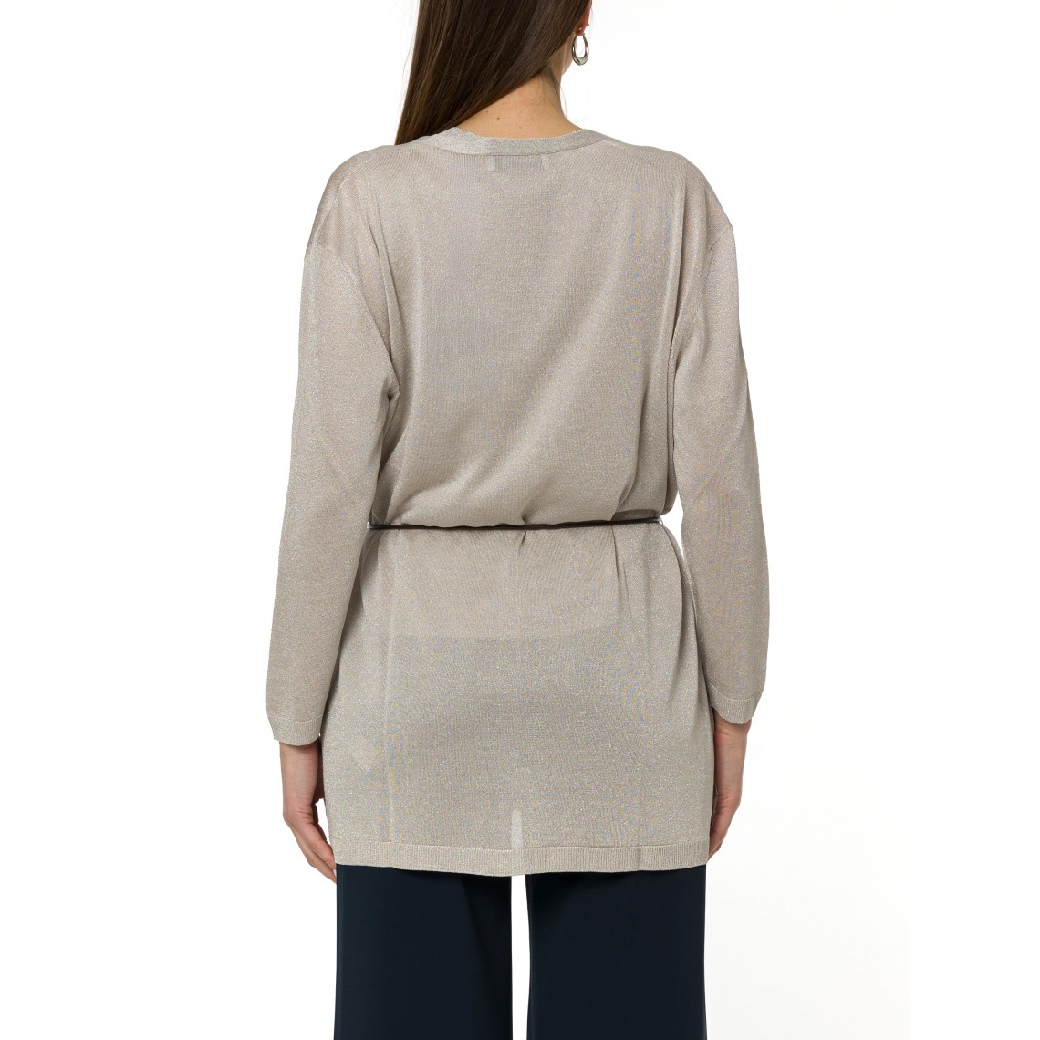 Cardigan lungo con cintura Gran Sasso