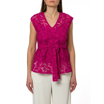 Blusa in cotone sangallo con cintura coordinata Pennyblack