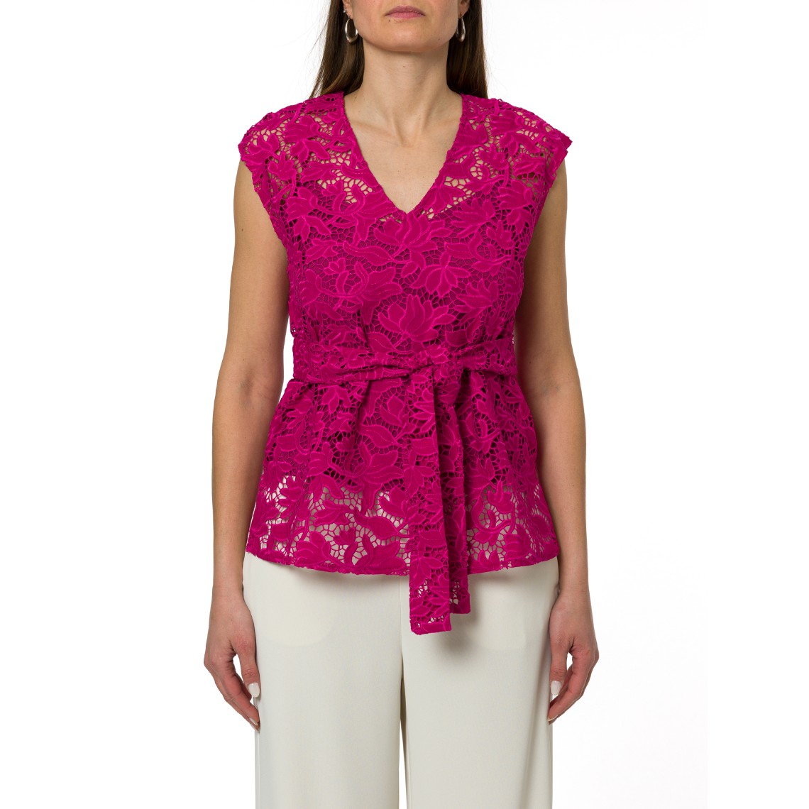 Blusa in cotone sangallo con cintura coordinata Pennyblack