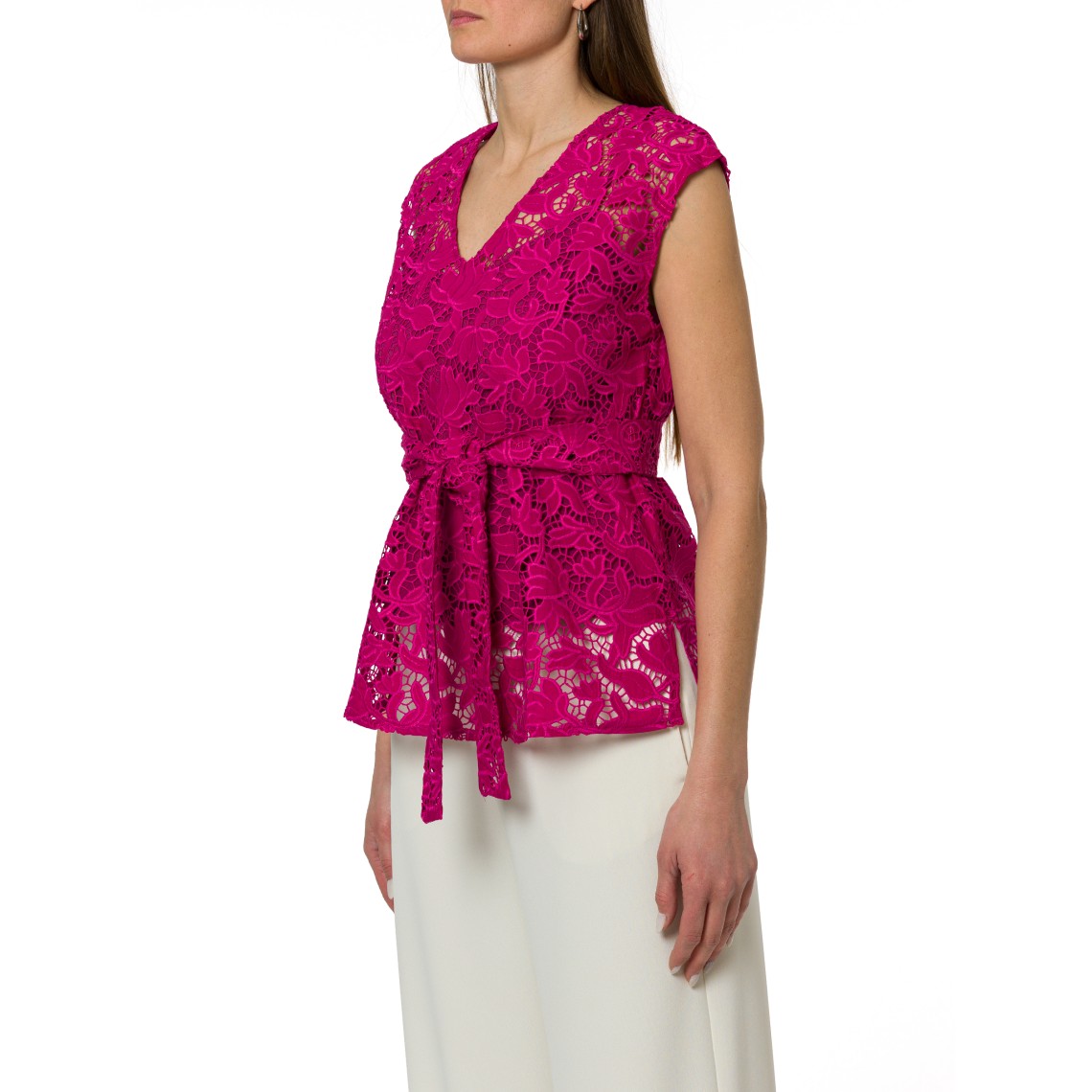 Blusa in cotone sangallo con cintura coordinata Pennyblack