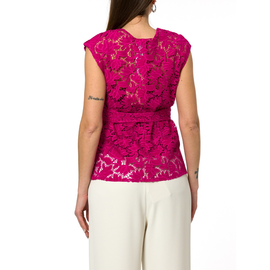 Blusa in cotone sangallo con cintura coordinata Pennyblack