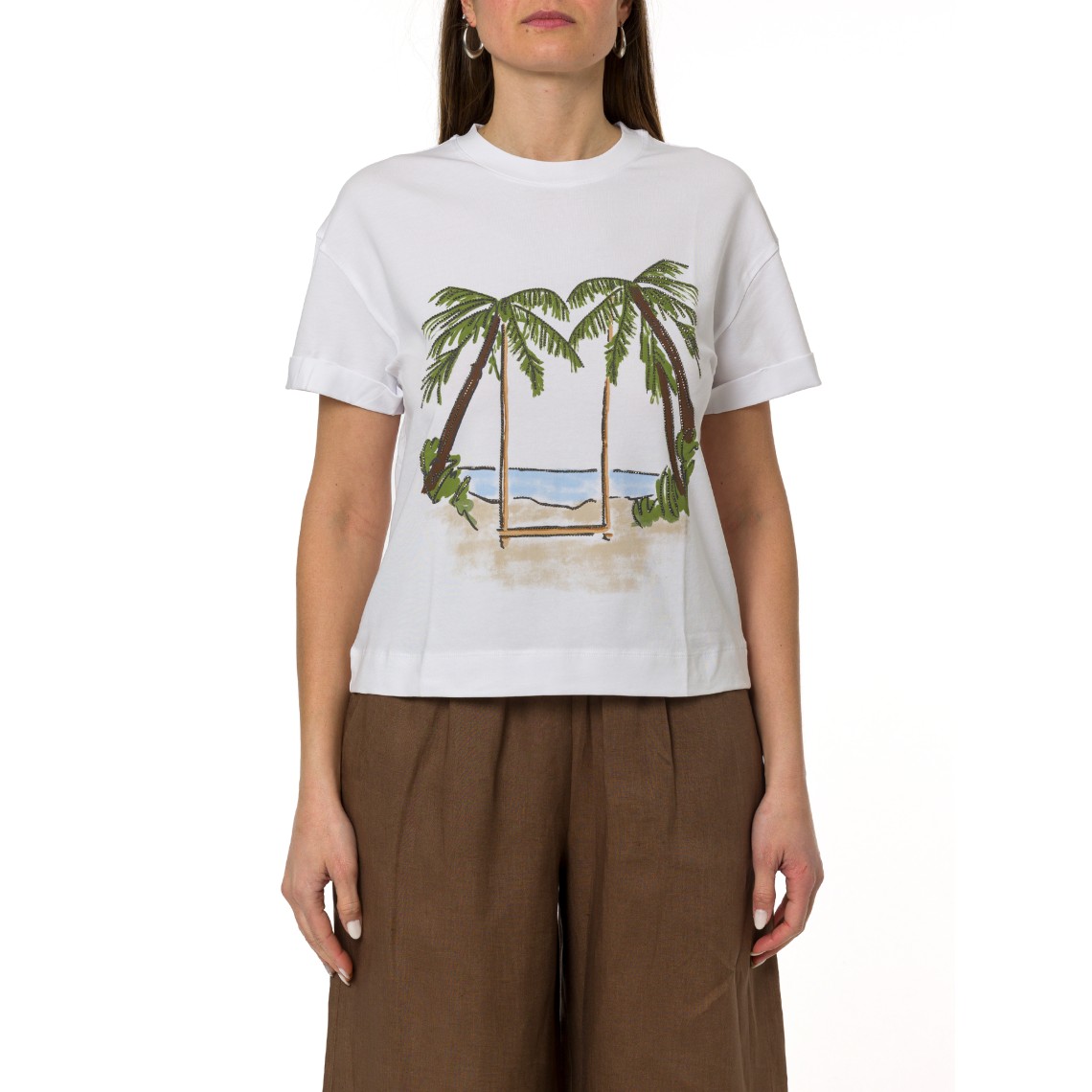 T-shirt con stampa e strass Pennyblack