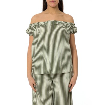 Top bardot a righe con bottoni posteriori Hanita Couture