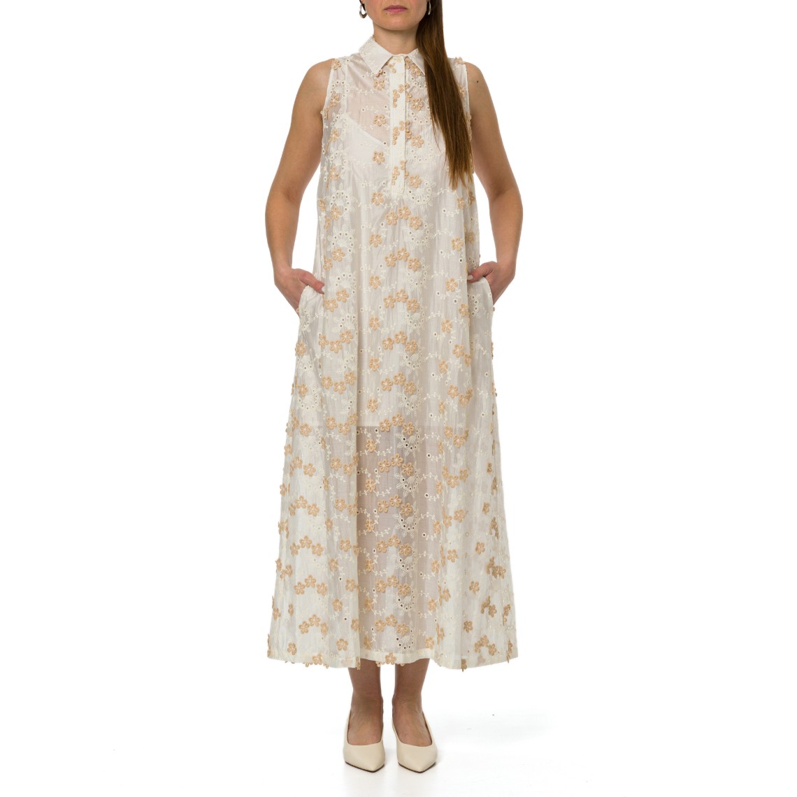 Abito chemisier Hanita Couture in cotone ricamato 