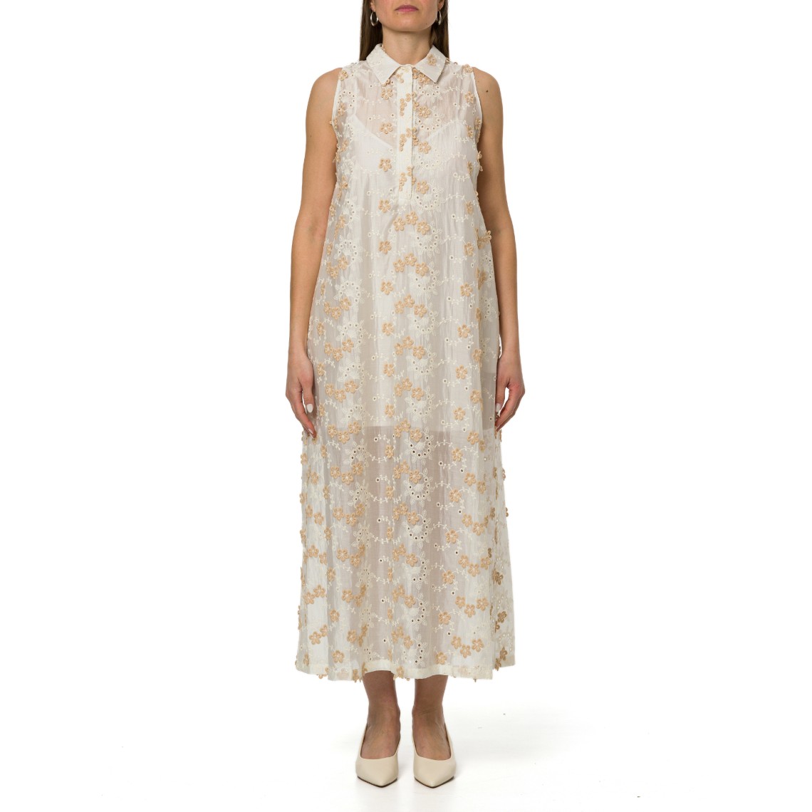 Abito chemisier Hanita Couture in cotone ricamato 