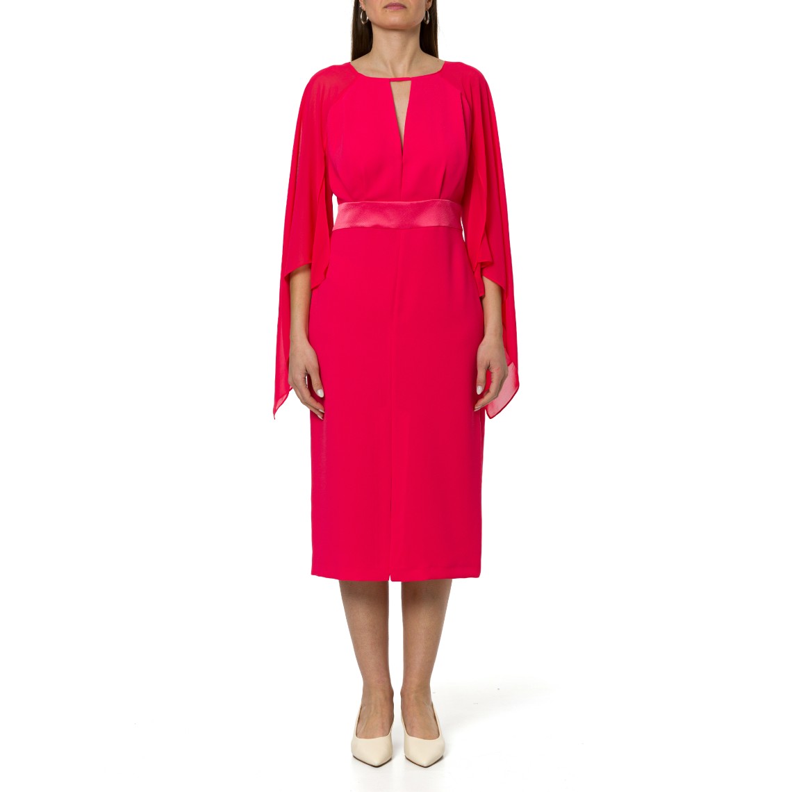 Abito midi con fascia in satin Hanita Couture