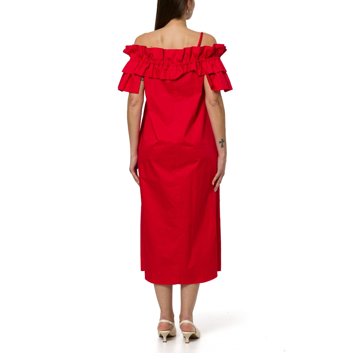 Abito con rouches e scollo bardot Hanita Couture